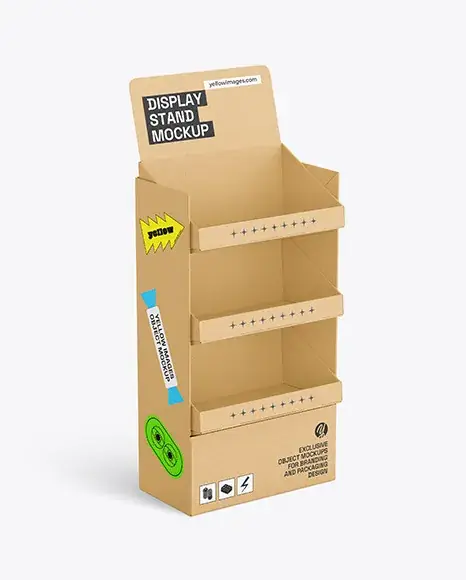 Karton stand — raflı karton teşhir standı, 15 kg taşıma kapasiteli karton stant