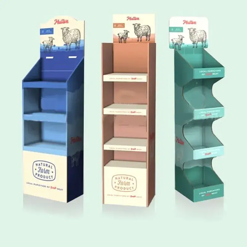 Raflı karton stand — market teşhir standı, süpermarket karton stant