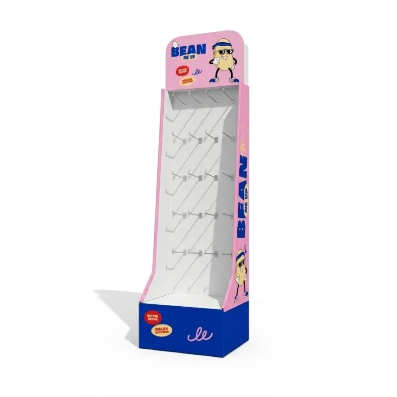 Ankara karton stand: pembe, kancalı arka panelli uzun stand