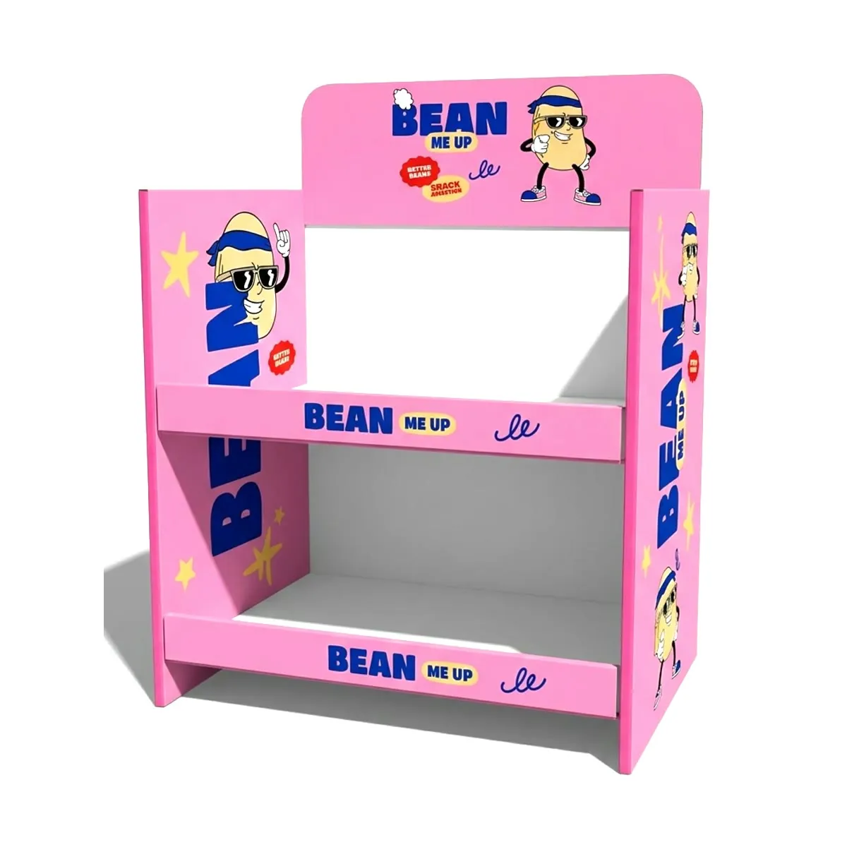 Kasa yanı stand, iki raflı karton tezgah standı